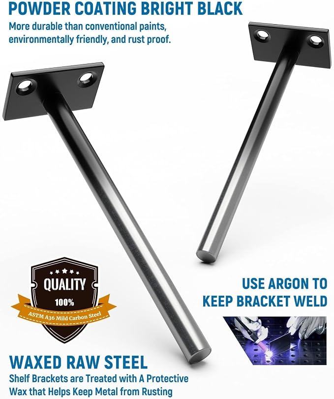 LEOPO Black 32-Pack 8 inch Floating Shelf Brackets, Hidden Shelf Bracket - Image 4