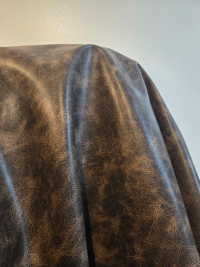 Brown Vintage Distressed Antiqued Faux Leather Fabric PU Peta Approved Vegan - Image 10