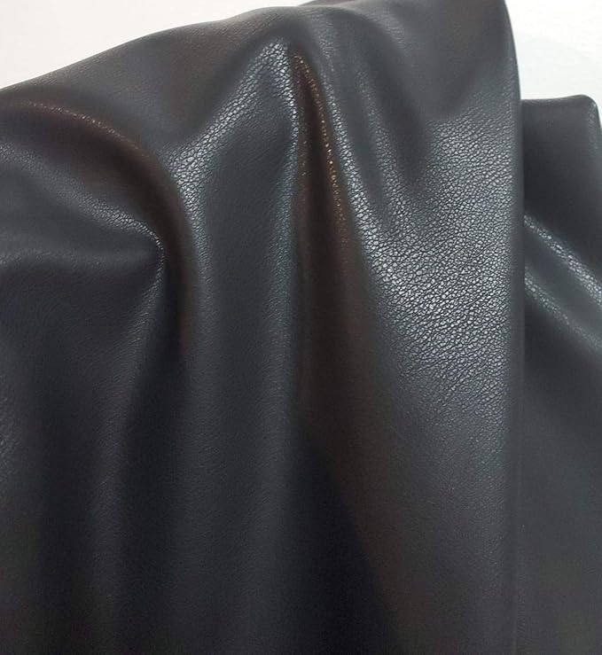 Black Faux PU Leather Fabric Sheet by The Yard Synthetic Pleather 0.7 mm Nappa by NATLeathers