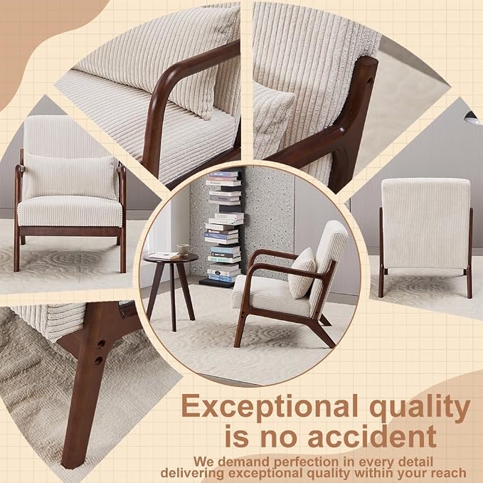 Mid-Century Modern Accent Chair&Coffee Table Set, Vintage Luxury Style - Image 8