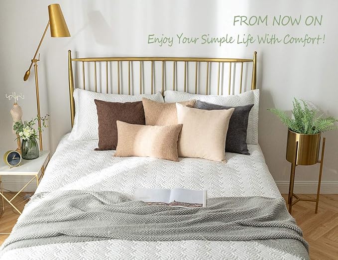 Stellhome Linen Throw Pillow Covers Square Solid Burlap Cushion Covers - Image 7