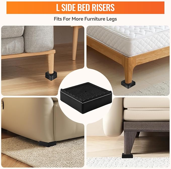 Furniture Risers Heavy Duty Adjustable Bed Risers Blocks Lift 4, 2 inches - Image 3