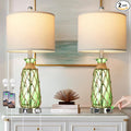 Ruzectt 25.5" Green Glass Table Lamps Set of 2, 3-Way Dimmable Touch Control by Home