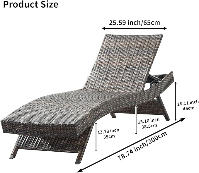 PE Rattan Adjustable Backrest Chaise Lounge Set 2 - Image 2