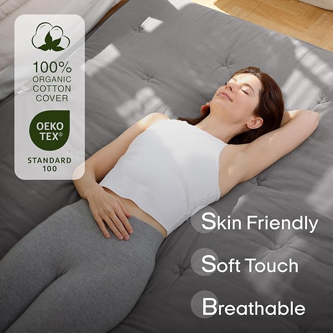 ZonLi Japanese Floor Futon Mattress Full Size 75"x 54", 100% Cotton Cover 4'' - Image 3