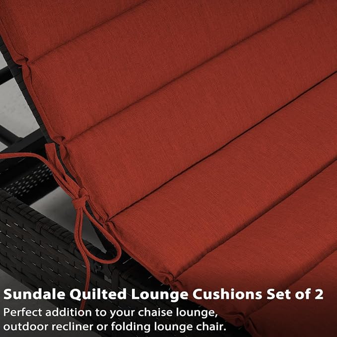 Sundale Outdoor Olefin Quilted Lounge Cushion Set of 4, Patio Foldable Chaise - Image 4