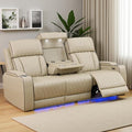 Power Recliner Sofa Couch with LED, Breathing Leather Reclining Couch, Living by LYfurniture