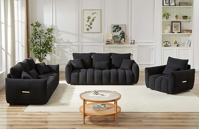 Antetek Teddy Sofa Set for Living Room, Modern Deep Seat Sofa Chair and - Image 7