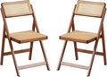 Furlide Rattan Folding Chairs, Modern Mid Century Dining Chairs Set of 2 by Furlide