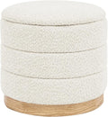 Round Storage Ottoman with Reversible Tray Lid, Folding Chenille Fabric by ZOLANOful
