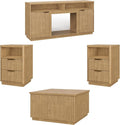 4-Piece Fluted Living Room Set Includes 31.5" Fluted Lift Top Coffee Table by PATIOCHIC