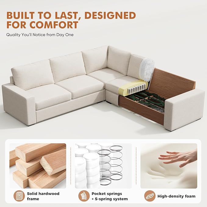 ABCASA Oversized Modular V Shaped Sectional Couches - Image 7