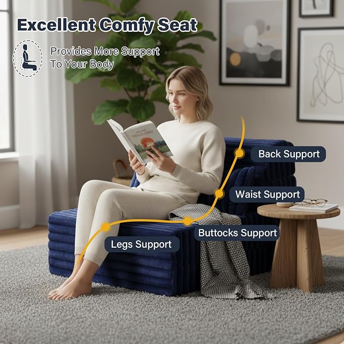 Tiita Folding Sofa Bed Single Size, Convertible Sleeper Chair Mattress - Image 3