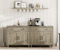 WAMAPT Buffet Cabinet with 4 Doors and 2 Drawers, Large Coffee Bar Table Wood by WAMPAT