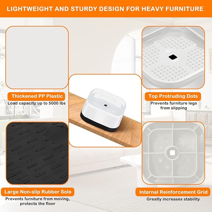 shouwuhho 12 Pack Furniture Risers Adjustable Bed Risers Heavy Duty Lifts - Image 5