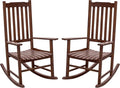 Flamaker Acacia Wood Patio Rocking Chair Set of 2, High Back and Widen Armrest by Flamaker