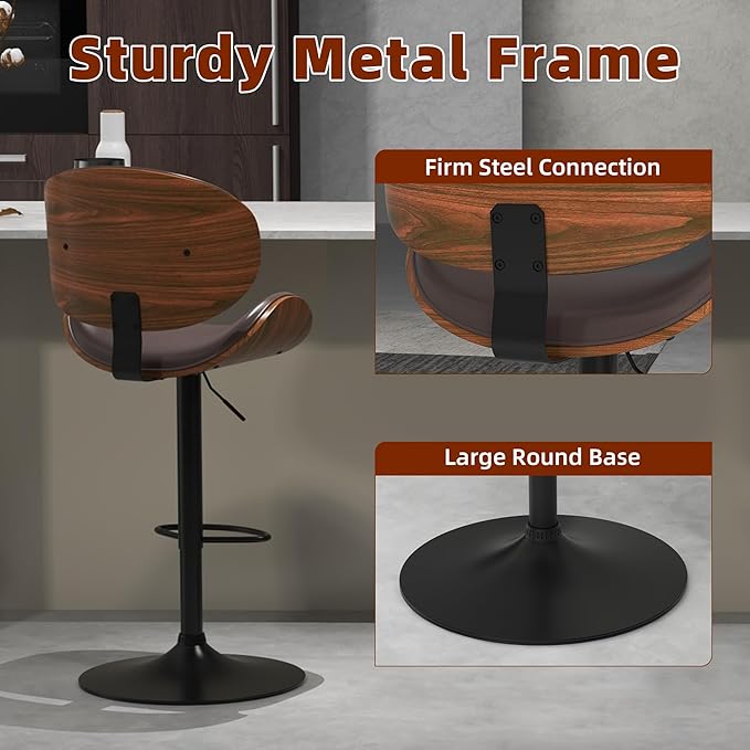 civama Bar Stools Set of 6 for Kitchen Counter, Adjustable Bar Height Chairs - Image 6