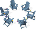 SERWALL Folding Adirondack Chair, HDPE Adirondack Chairs Set of 6, Plastic by SERWALL