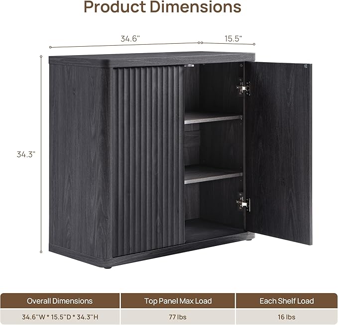 SICOTAS Buffet Cabinet with Storage 34.6" Sideboard Accent Modern Credenza with - Image 2