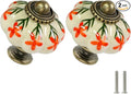 Ivory & Orange Pumpkin Knobs 2 Pack Ceramic Cabinet Knobs Vintage Drawer Pulls by Zernmiarder