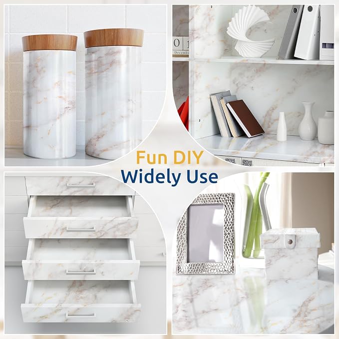 rabbitgoo Glossy Marble Contact Paper Peel and Stick Wallpaper 17.5" X 236.2" - Image 7