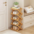 Foldable Shoe Rack, Bamboo Vertical Shoe Organizer Tall by XZXWZX