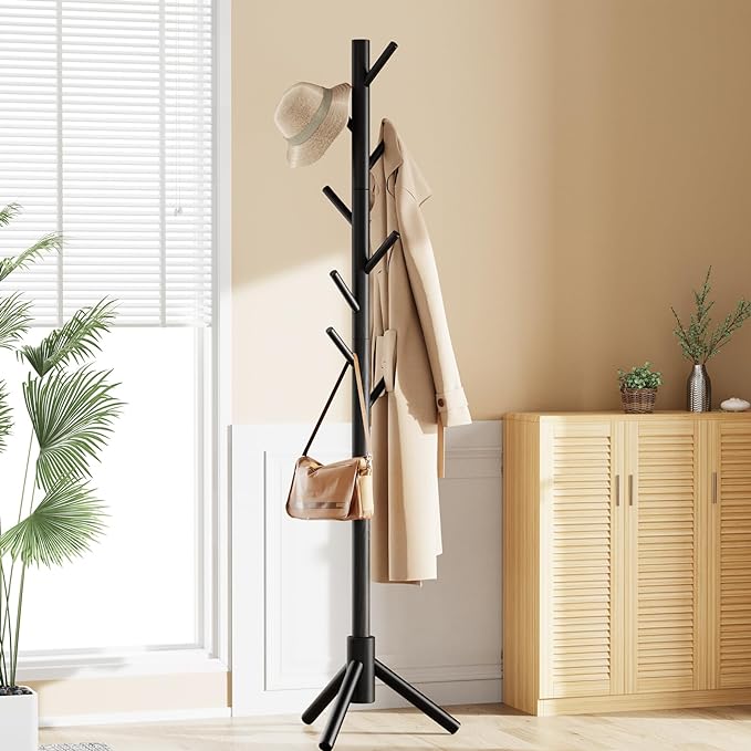 Pipishell Sturdy Wooden Coat Stand, 3 Adjustable Sizes Coat Tree - Image 7