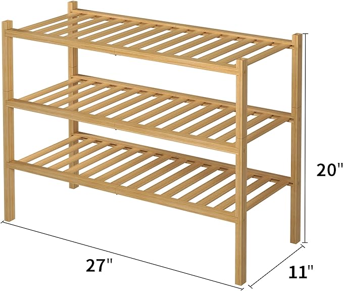 ROMGUAR CRAFT 3 Tier Bamboo Shoe Rack - Image 3