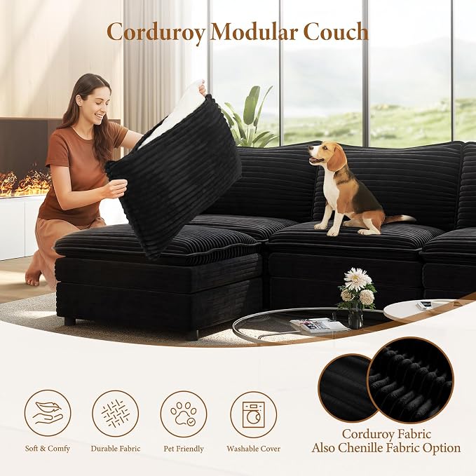 Vesgantti 108" Cloud Couch for Living Room, t6 Seats Deep Seat Sectional - Image 6