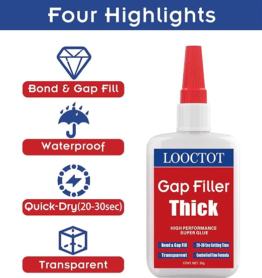 LOOCTOT 60g Gap Filler Thick Super Glue Premium Adhesive, CA Glue - Image 5