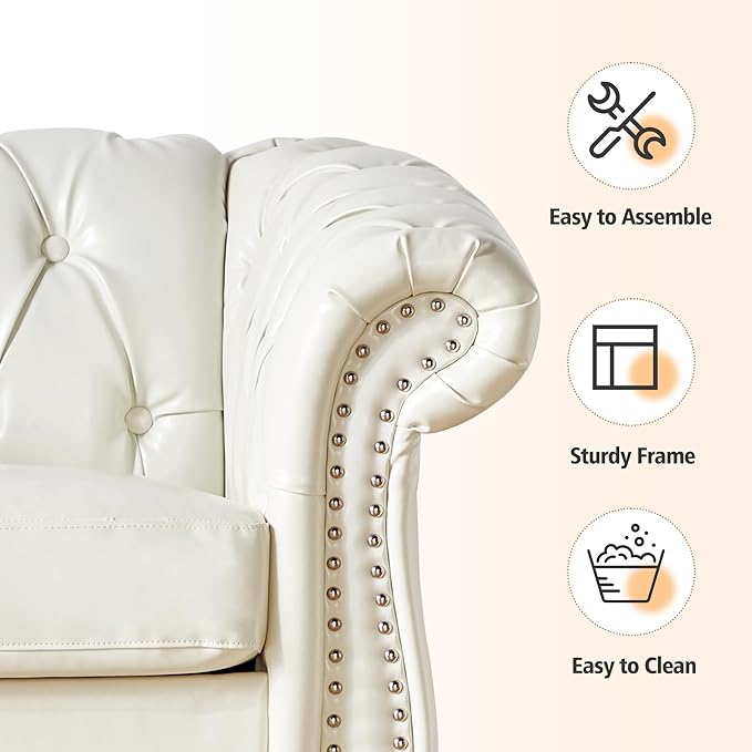 AVZEAR Leather Upholstered Armchair, Mid-Century Modern Single Sofa Chair - Image 5