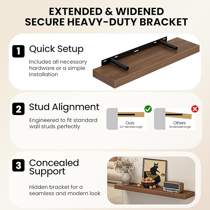 Fun Memories 67 Inch Fireplace Mantel Shelf, Deep Floating Shelves - Image 6