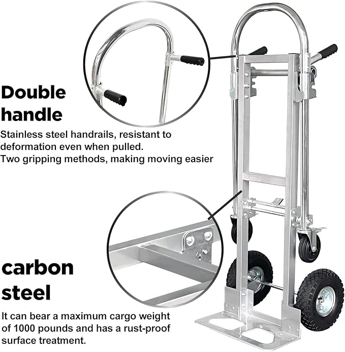 Silver Convertible Hand Truck Dolly Cart - Image 4