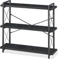 HCHQHS Bookshelf, 3-Tier Industrial Bookcase, Freestanding Horizontal by HCHQHS