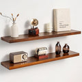 36 Inch Teak Floating Shelves Set of 2 by Unknown
