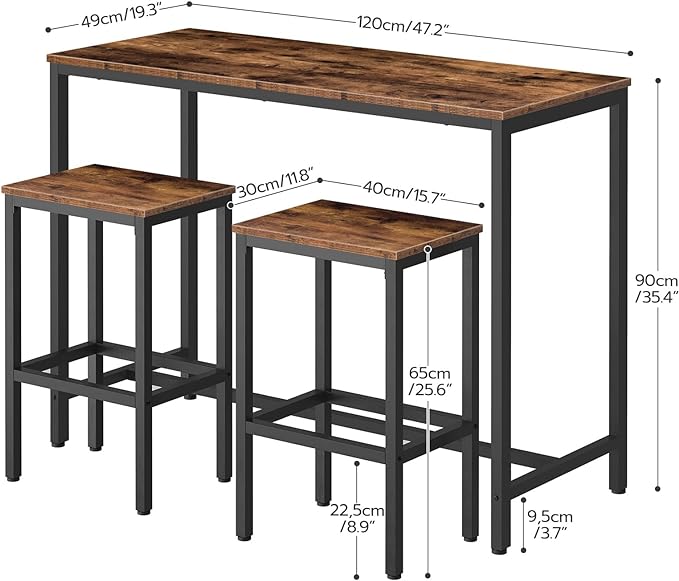 HOOBRO Bar Table and Chairs Set, 47.2” Rectangular Pub Table - Image 4