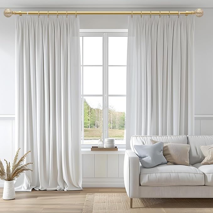 QDWIS Gold Curtain Rods for Windows 66 to 120 inch, Rustic Decorative Drapery - Image 2