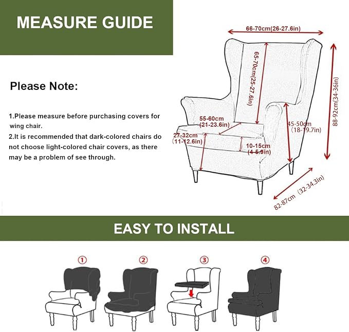 HAOYONG Wing Chair Slipcovers Printed Wingback Chair Covers 2 Pieces Wingback - Image 3