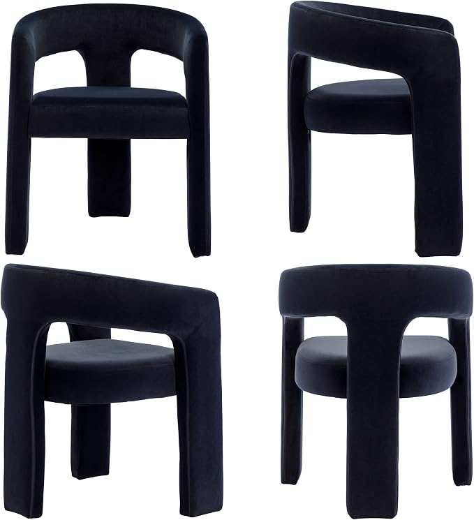 BESTANO Set of 3 Modern Velvet Fabric Upholstered Dining Chairs - Image 7