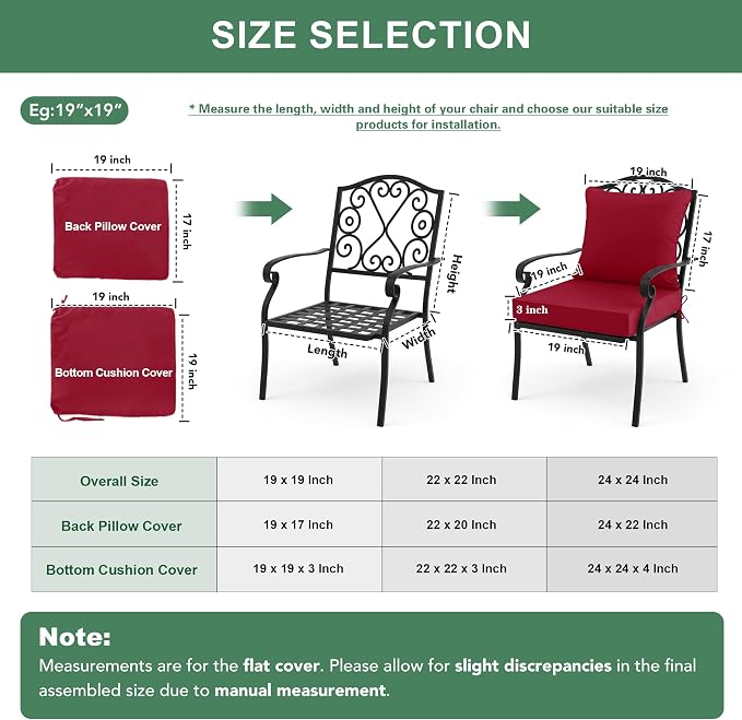 Summsun Outdoor Chair Cushions Set of 2, Waterproof Back Pillow and Seat - Image 7