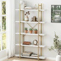 5 Tiers Bookshelf Organizer White Faux Marble Shelf, Modern Open Display by EternalHome