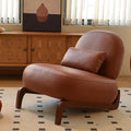 KEIKI Accent Chair with Solid Wood Legs, Faux Leather Single Seat Sofa by KEIKI