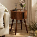 ZttRiee Side Table with Sliding Door & Cabinet, End Table by ZttRiee