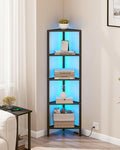TUTOTAK Corner Shelf with LED Light, 5-Tier Corner Bookshelf by ChoosetutotakFurnitureBuildYourCozyHome