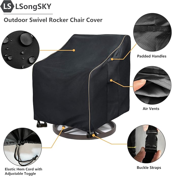 Outdoor Swivel Lounge Chair Cover 2 Pack, 35 W x 37 D x 38.5 H inches, 100% - Image 4