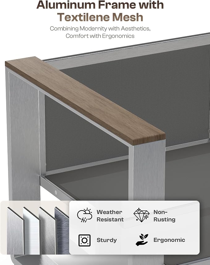 Aluminum Patio Furniture Set, 5 Seats Outdoor Patio Conversation Sets - Image 3