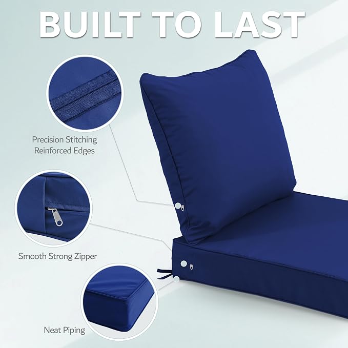 19x19 Inch Patio Chair Cushions Set of 2, Outdoor Furniture Cushions - Image 6