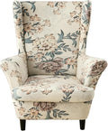 KRFOONN Velvet Wing Chair Slipcovers 2 Piece Stretch Printed Wingback Chair by KRFOONN