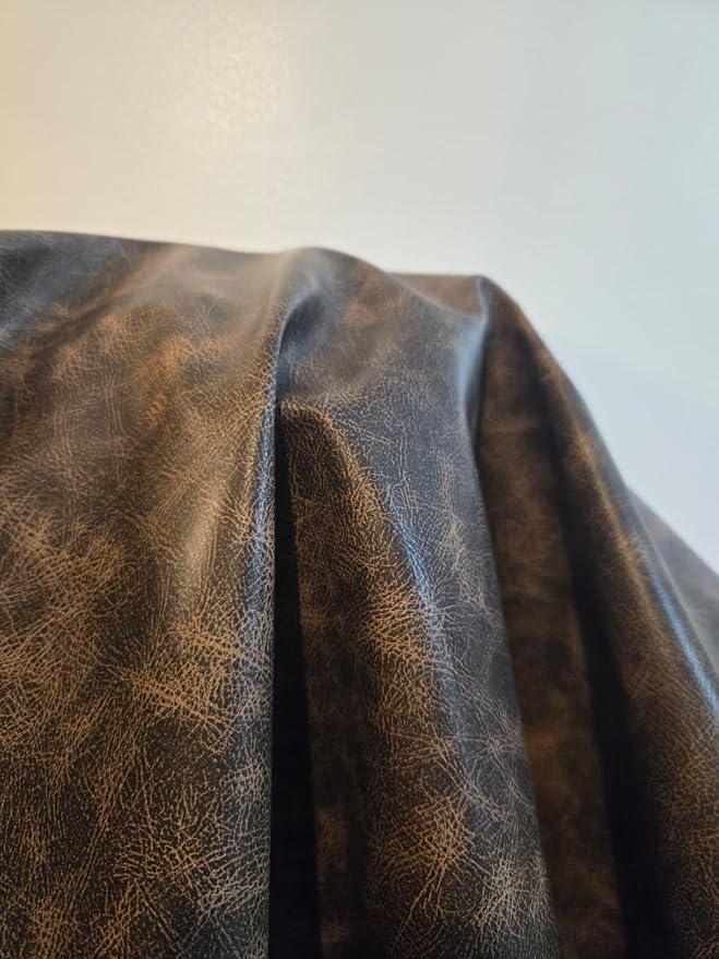 Brown Vintage Distressed Soft Faux Leather Fabric PU Peta Approved Vegan - Image 8