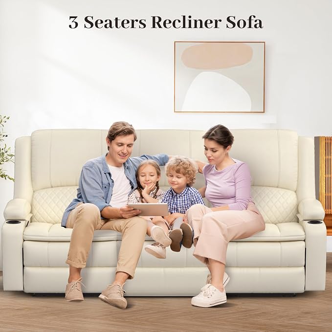 Yolsali 3-Seater Recliner Sofa, Manual Reclining Couch - Image 8